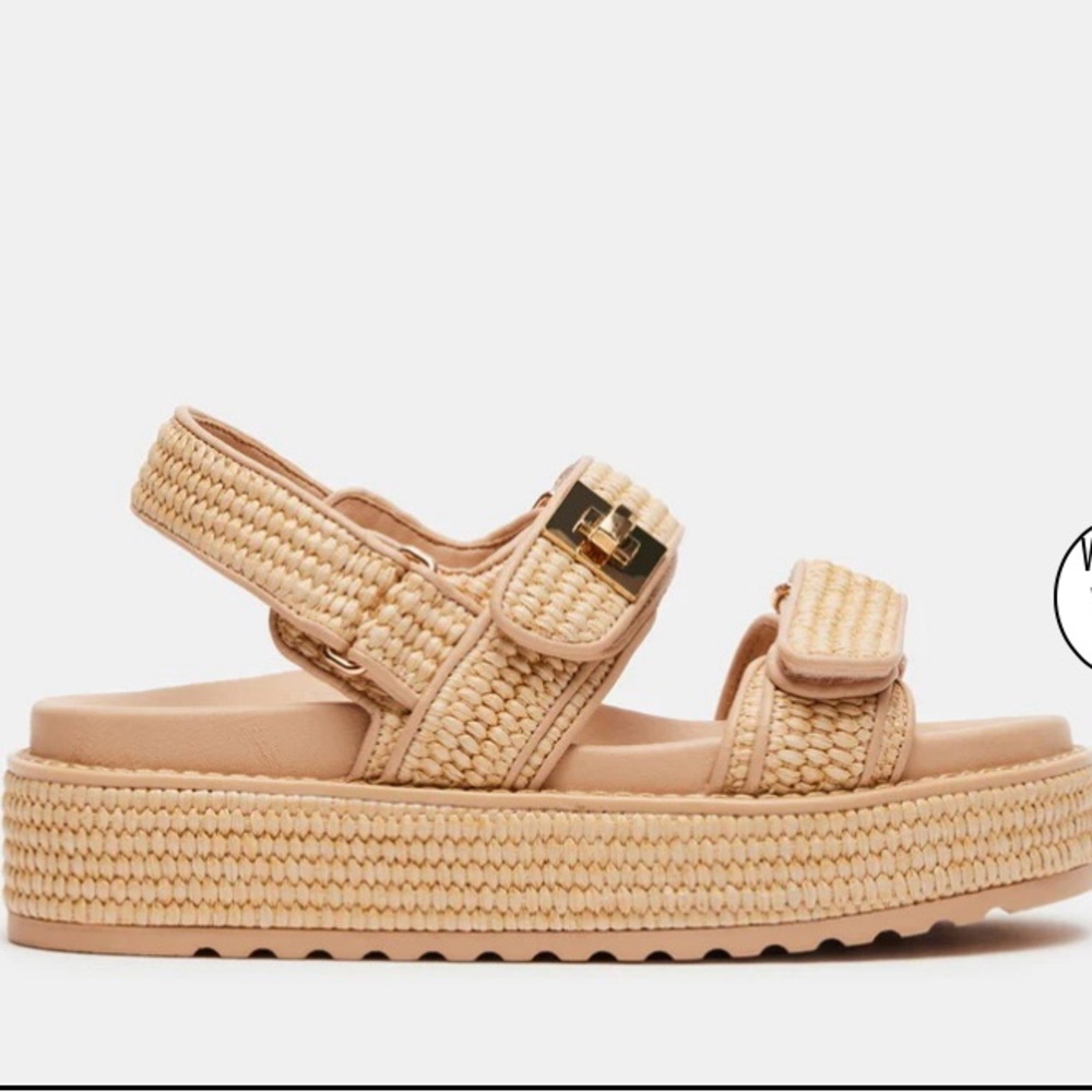 Steve Madden Beige Woven Platform Sandals 7.5